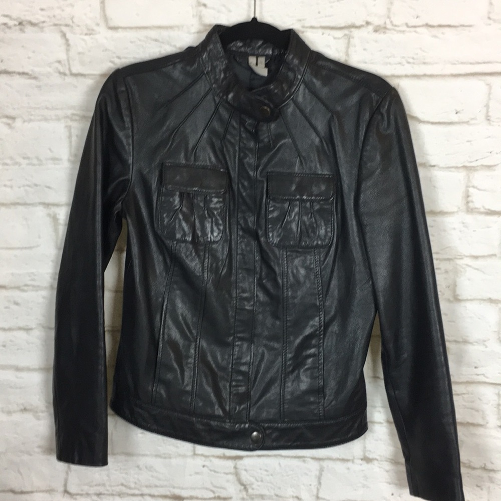 Caslon Black Moto Leather Jacket Small
